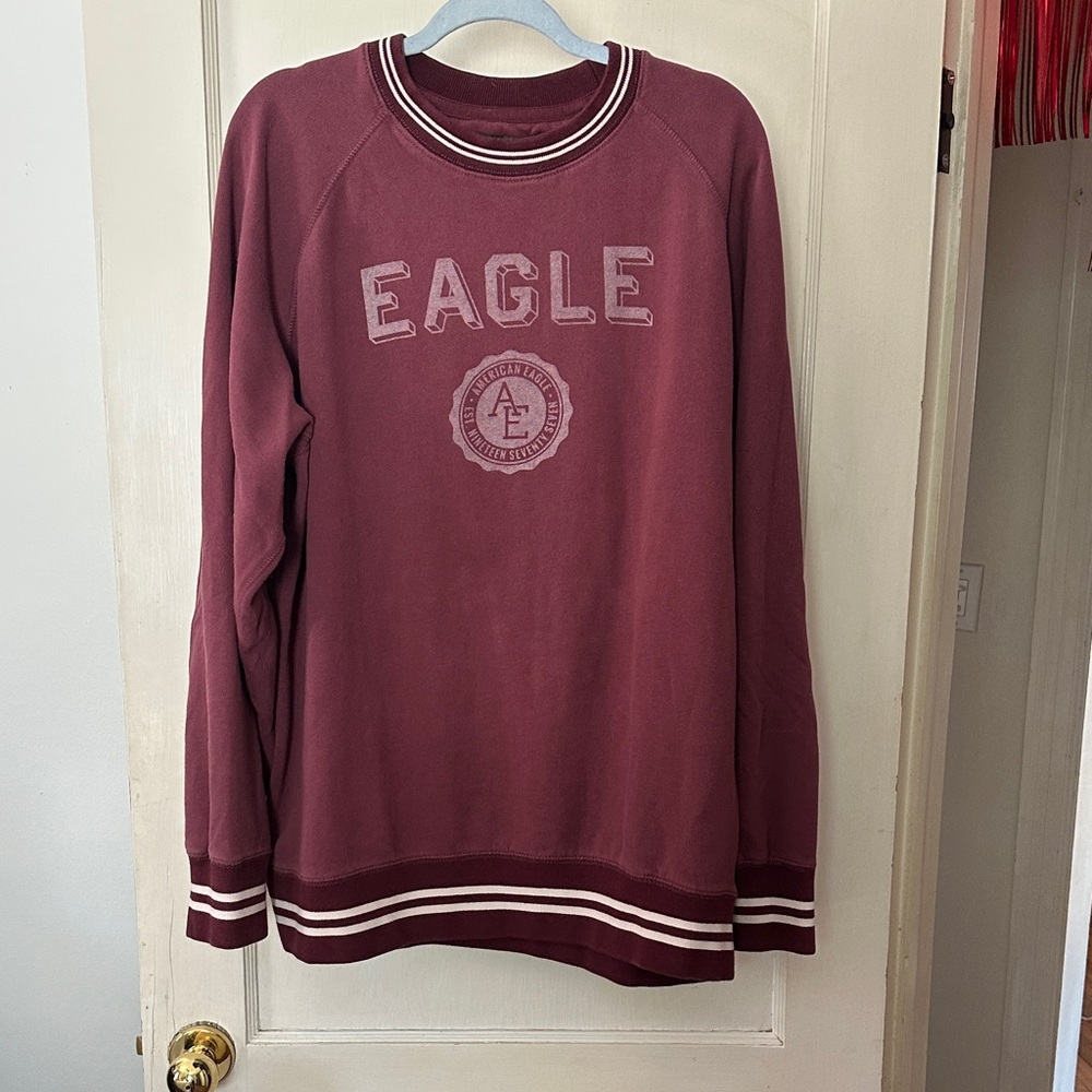 Vintage American Eagle Varsity Crewneck Sweatshirt – Burgundy – XXL